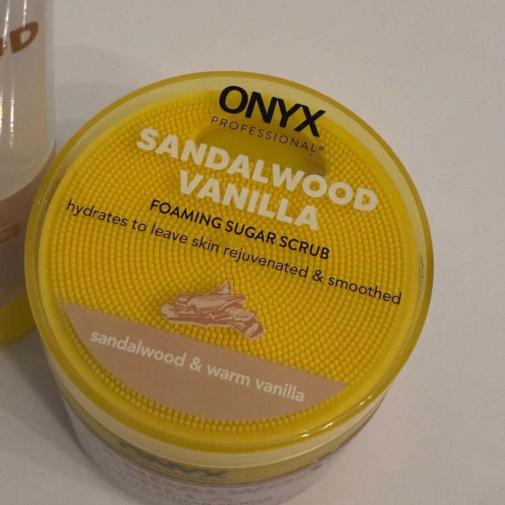 ONYX Sandalwood Vanilla scrub, lotion, serum pack